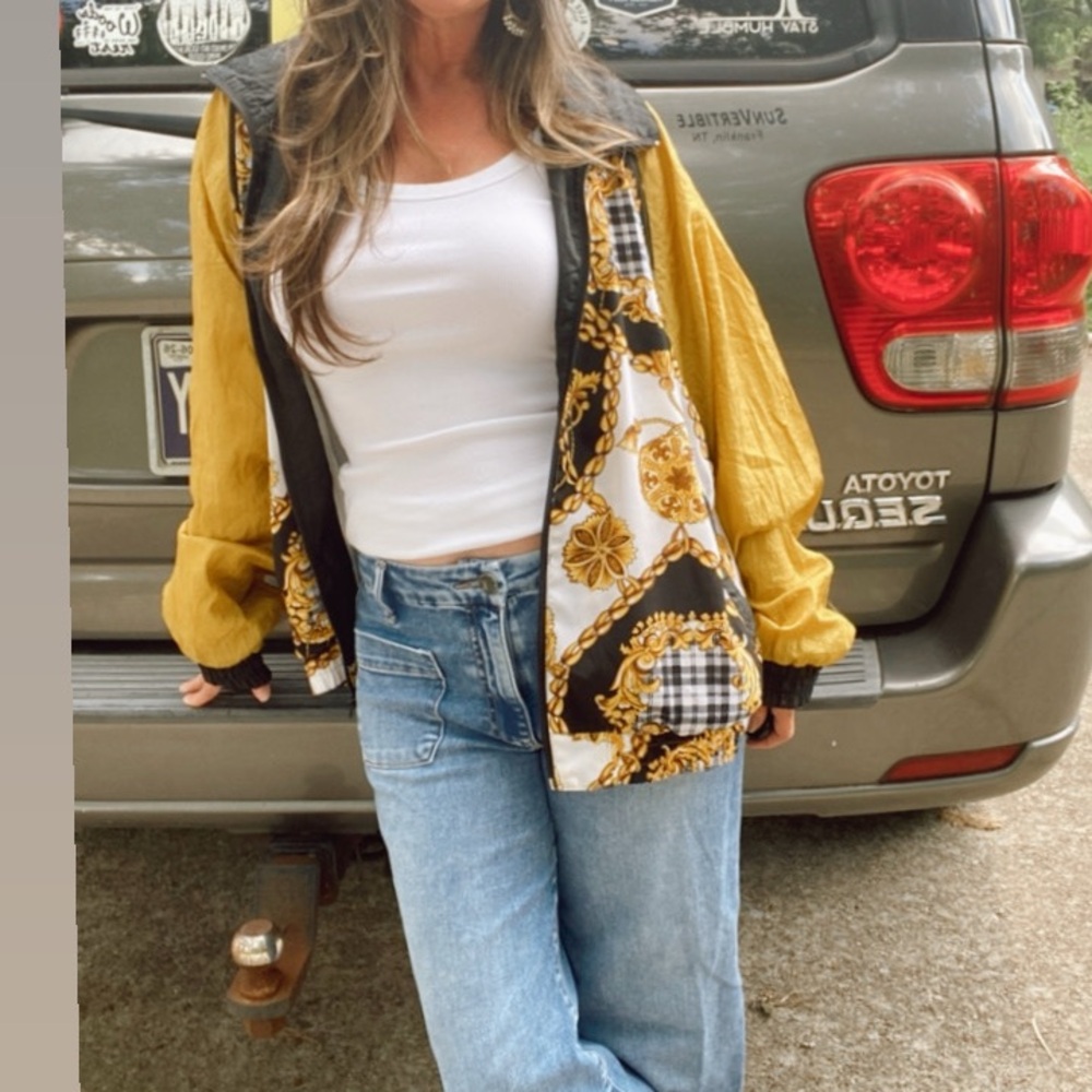 Vintage 90s maximalist bomber, gold chains